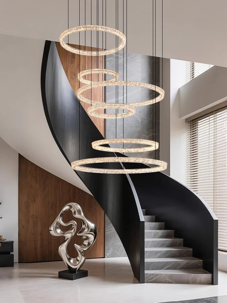 Modern ring stairs led lights pendant light lamps for living room led Chandeliers for dining room hanging light indoor lighting