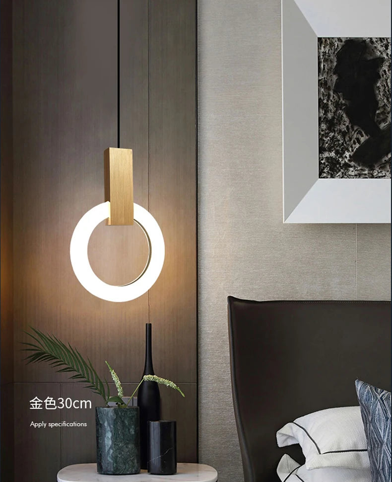 Nordic bedside circular small chandelier, modern and minimalist restaurant chandelier, fashionable bar and study light