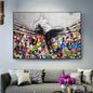 Canvas Wall Art Painting Abstract Banksy Graffiti Art Picture Funny Monkey Street Pop Wall Art Posters for Home Bedroom Decor