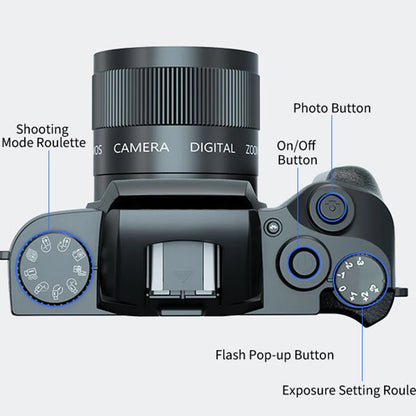 2025 16X Zoom 64MP DSLR HD WIFI Cameras 4.0 Touchscreen 4K Digital for Tiktok Photography Video Live Streaming Vlogging