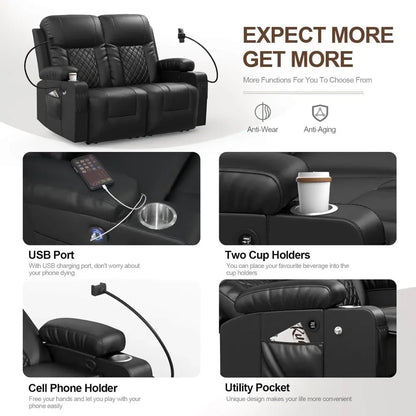 Loveseat Recliner Sofa Set 2+1+1 Pieces in Living Room, Reclining Loveseat Leather, 2 Recliner Chairs Sofa Seat