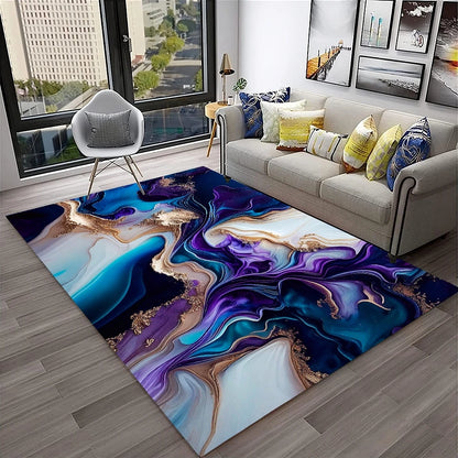 HD Colour Fluid Irregular Illusion Marble 3D Carpet Rug for Home Living Room Sofa Doormat Decor,kids Area Rug Non-slip Floor Mat