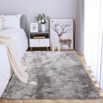 Ultra Soft Fluffy Area Rugs for Bedroom Shaggy Bedroom Carpet Plush Living Room Furry Floor Rugs Non-Slip Tie-Dyed Floor Carpet