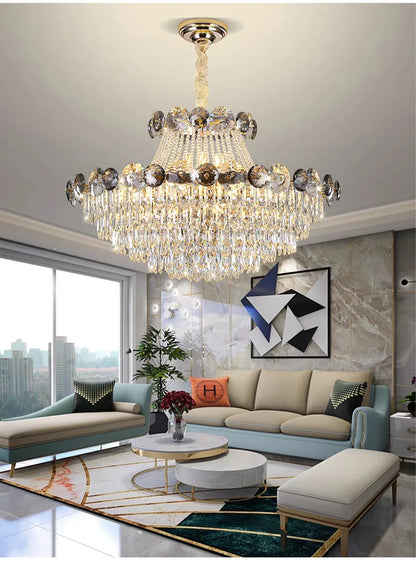 2024 Modern Large Luxury Living Room Chandeliers for Staircase Designer Crystal Pendant Lamps Home Decor Lighting Lustre Fixture