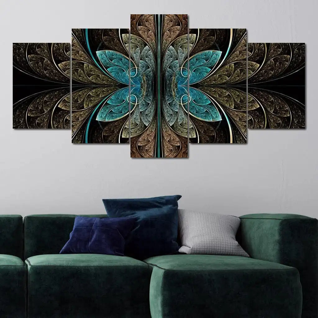 5 Panels Aesthetic Landscape Canvas Painting Abstract Natural Landscape Golden Light Art Luxury Posters Prints Living Room Decor