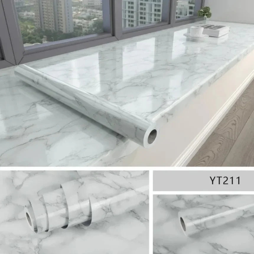 80cm Width Oil Proof Wall Stickers Waterproof Foil Wallpaper Marble Self Adhesive Mould Proof Sticker for Kitchen Bathroom Decor