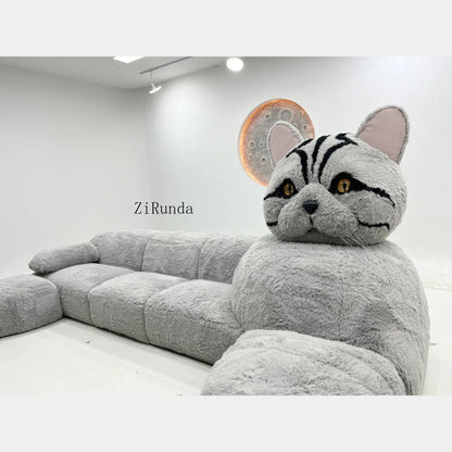 Cat-shaped cartoon animal sofa living room creative size apartment fabric plush sofa