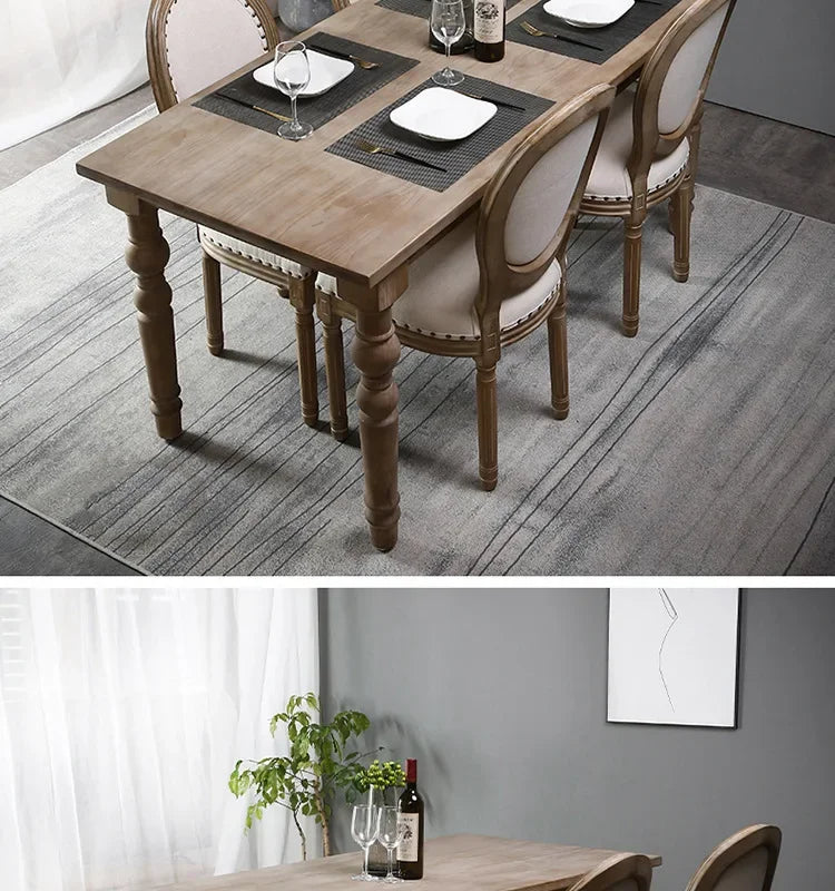 Retro Rattan Dining Chair Solid Wood French Chair Mobile Cafe Floor Modern American Country Leisure Chairs Home Furnitures