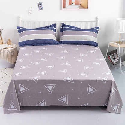Abstract Geometric Stripe Lines Flat Sheet 3 Pieces 100% Cotton Bed Sheet Soft Comfortable Bedding for Guestrooms and Bedroom