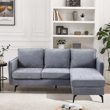 3 Seater Upholstered Corner Sectional Sofa Modern L-Shape Living Room Sofa, 193x136x73cm