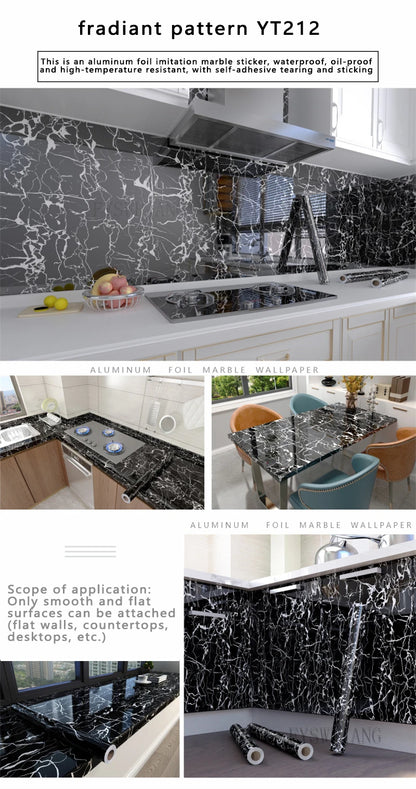 40cm Width Marble Self Adhesive Wallpaper Vinyl Wall Stickers Waterproof Contact Paper For Kitchen Decorative Film Home Decor