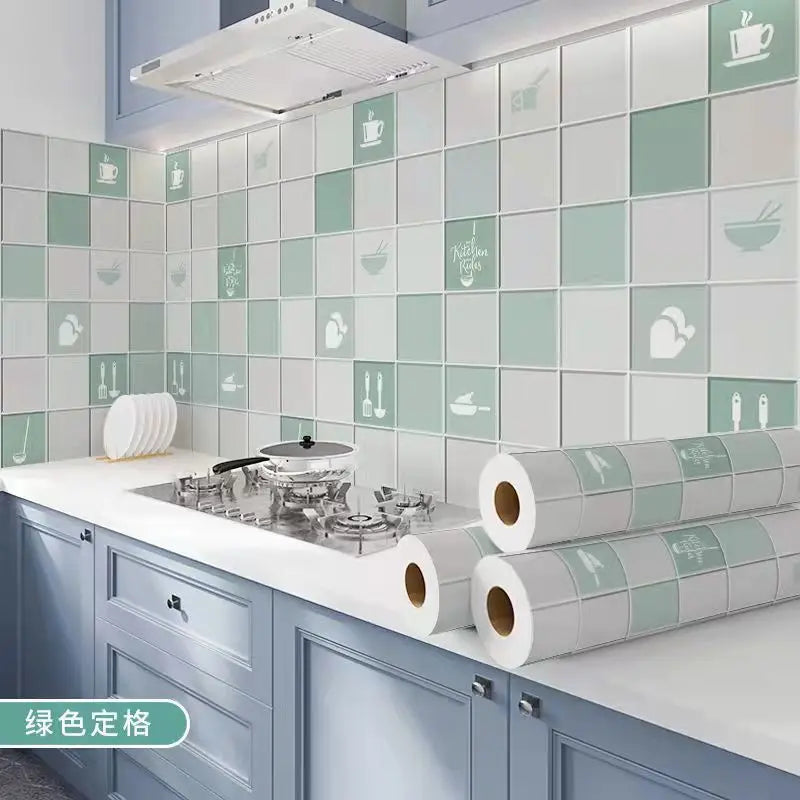 Kitchen Stove Oil-proof Sticker Waterproof High Temperature Resistant Wallpapers Kitchen Decoration Self Adhesive Contact Paper