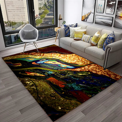 Luxurious Black Green Gold Colour Marble 3D Carpet Rug for Home Living Room Sofa Doormat Decor,kids Area Rug Non-slip Floor Mat