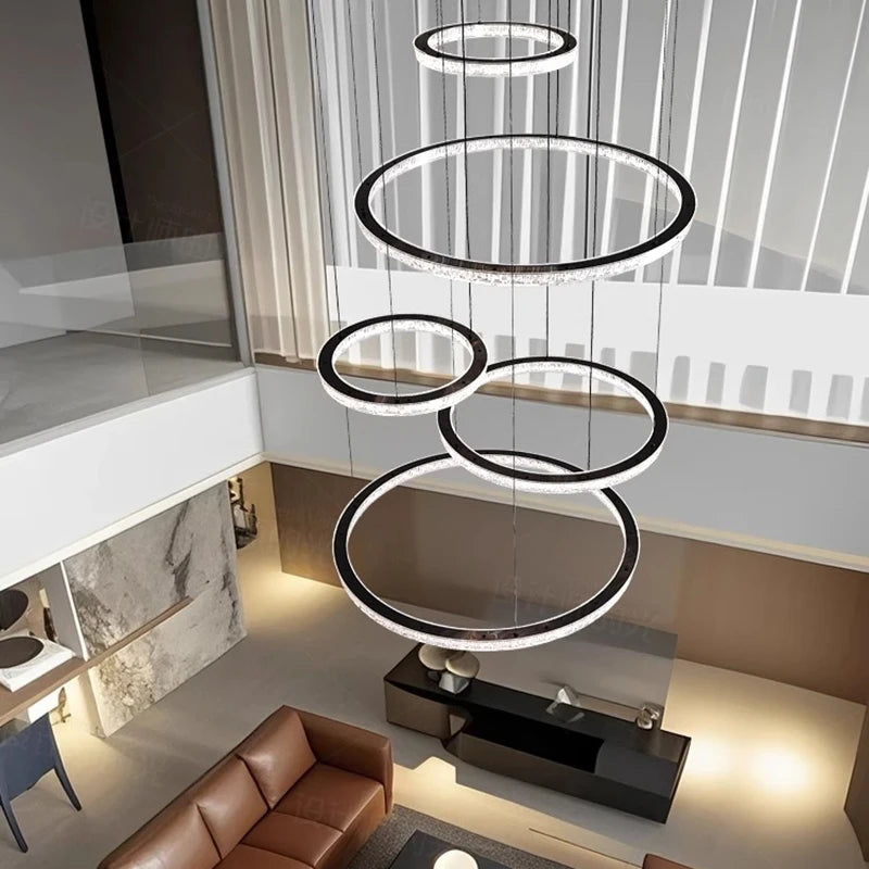 Modern ring stairs led lights pendant light lamps for living room led Chandeliers for dining room hanging light indoor lighting