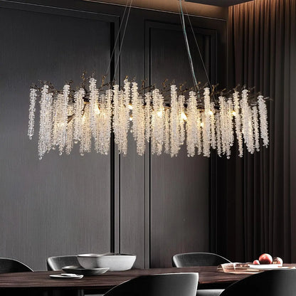 Modern Black Luxury Round Tree Branches Chandelier Lighting for Dining Room Bedroom Table K9 Large Luxury Chandeliers for Loyer
