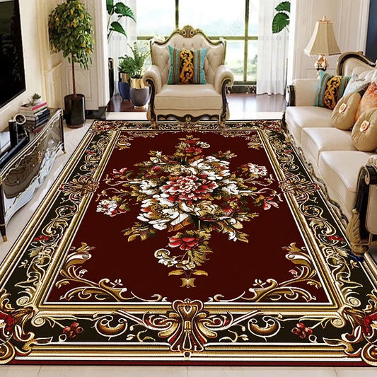 European Retro Floral Large Carpet for Living Room Luxury Decoration Rug 200x300 cm Non-slip Bedroom Cloakroom Washable Soft Mat