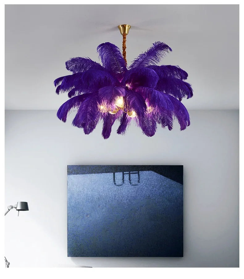 Feather Chandelier Ceiling Lamp LED Pendant Light Nordic Home Decor Lustre Modern Chandelier Pendant Light for Living Room