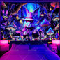 Blacklight Mushroom Tapestry UV Reactive Hippie Skull Tapestries Wall Hanging Eyes Forest Tapestry Glow In The Dark Posters
