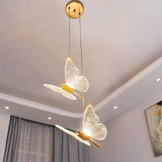 Butterfly Chandelier LED Ceiling Pendant Light Hanging Lamp Dining Living Room For Home Decora Indoor Lighting Bedroom Luminaire