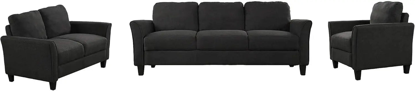 Sectional Sofa Sets, Modern Polyester Blend Sectional Couch Set with Sofa, Loveseat and Armchair, Living Room Furniture Sets