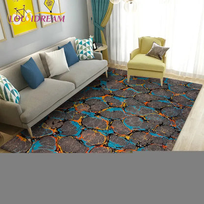 3D Volcano Lava Magma Area Rug Large,Carpet Rug for Living Room Bedroom Sofa Doormat Decoration,Kid Game Play Non-slip Floor Mat