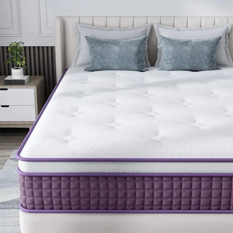 High Quality Vacuum Packed Latex Purple Mattress king Size Roll up Bed Spring Mattress in Box
