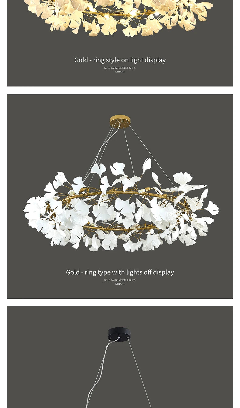 Nordic gingko leaf LED chandelier modern Kitchen living room Bedroom Dining room round interior loft ceiling hanging light