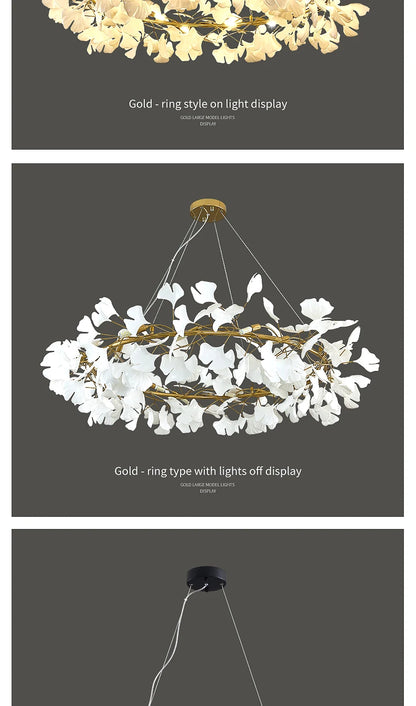 Nordic gingko leaf LED chandelier modern Kitchen living room Bedroom Dining room round interior loft ceiling hanging light