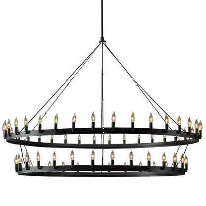 Modern American Retro Iron Pendant Lamp Vintage Industrial Led Droplight Round Cafe Restaurant Bar Knight Candle Chandelier