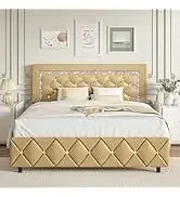 King and Headboard,Boucle Upholstered Platform Bed Frame,Modern Style,Soft Rounded Corners,No Box Spring Required,Easy
