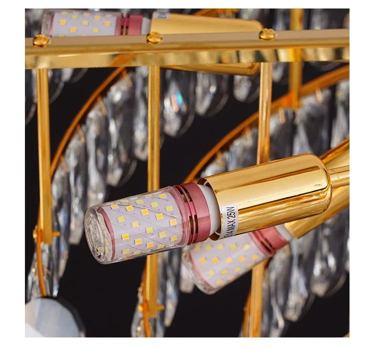 Light luxury golden luxury chandelier interior lighting hotel living room ceiling Led glossy lighting fixture crystal chandelier