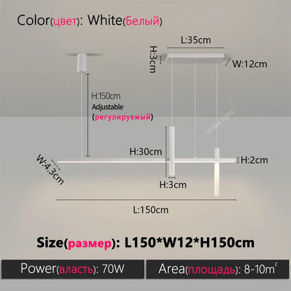 New restaurant chandelier modern simple dining room table bar lights long strip spotlight creative designer pendant lamps