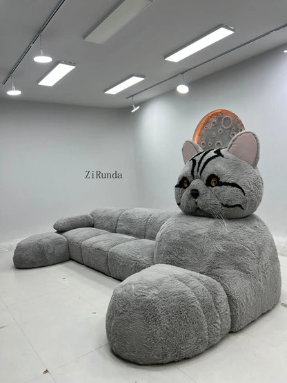 Cat-shaped cartoon animal sofa living room creative size apartment fabric plush sofa