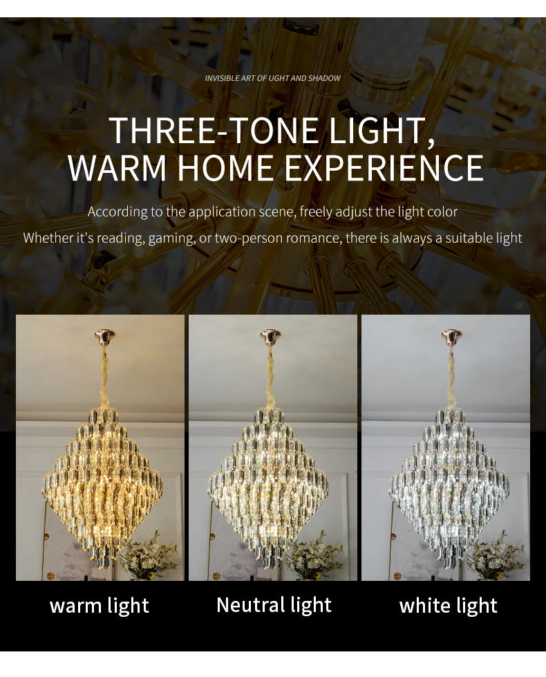 Designer LED Light Luxury Villa Main Hall Crystal Chandelier Luxury Hotel Restaurant Sales Office Custom Lights Pendant lights
