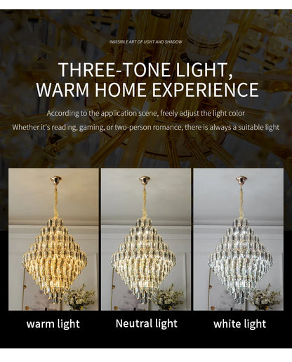 Designer LED Light Luxury Villa Main Hall Crystal Chandelier Luxury Hotel Restaurant Sales Office Custom Lights Pendant lights