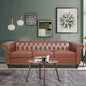 Chesterfield Sofa Leather for Living Room, 3 Seater Sofa Tufted Couch Faux Leather with Rolled Arms and Nailhead for Living Room
