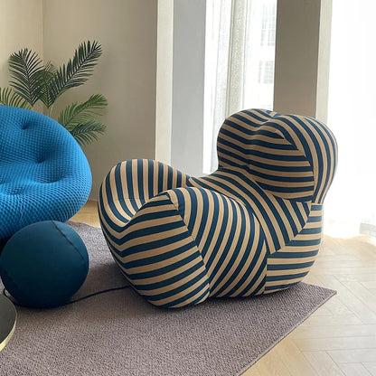 Luxury Mom's Embrace Bean Bag Sofa with Ottoman Modern Striped Cozy Seating for Living Room Bedroom Lounge Chair Decor Furniture