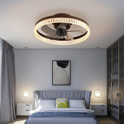 Ceiling Fans with Lights, Minimalist Ring Led Chandelier Fan with Remote Control Modern Ceiling Lamp for Bedroom Nursery Living