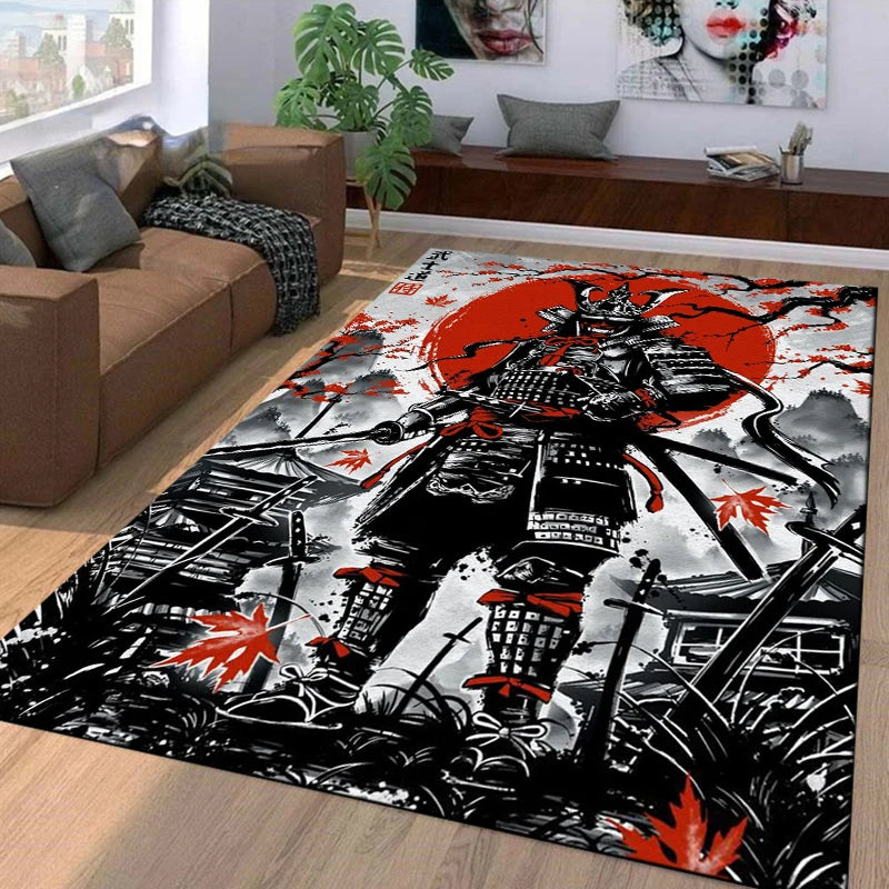15 Size Samurai Spirits Pattern Rug Carpet for Living Room Bathroom Mat Creative Doormat Carpet for Bedroom Home Decor Play Mat