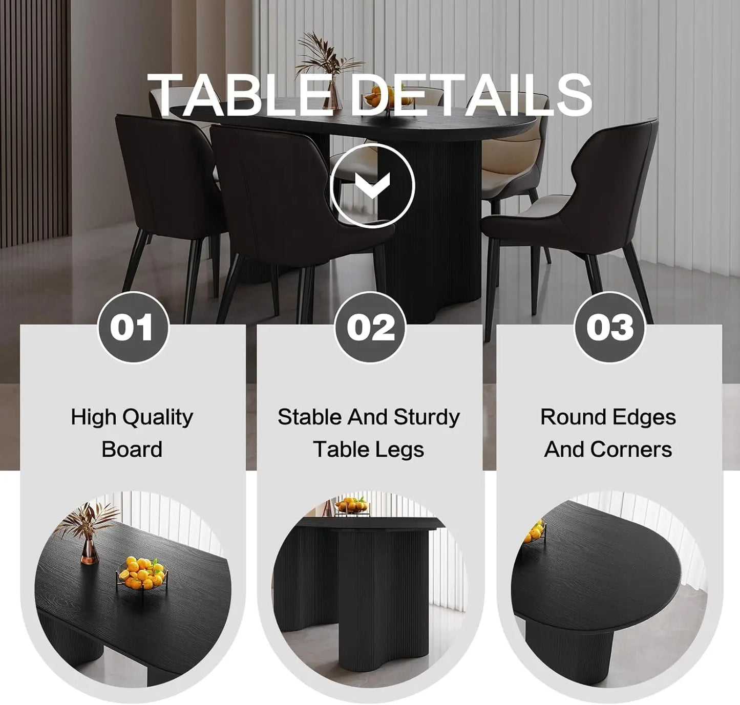 Dining Table Set for 4, 55" Oval Dining Room Table and Chairs Set 4C Baking Paint Technology, Dining Tables with 4 Chairs