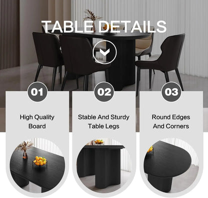 Dining Table Set for 4, 55" Oval Dining Room Table and Chairs Set 4C Baking Paint Technology, Dining Tables with 4 Chairs