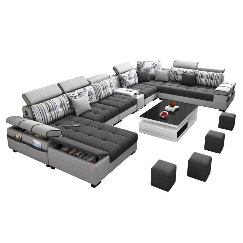 Gray Large Wood Sofas Filler Waterproof Design Lazy Lounges Puffs Couch Salon Recliner Luxury Canape Salon Furniture Home