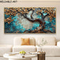 Abstract 3D Bule Flower Tree Poster and Prints Modern Canvas Painting Wall Art Pictures for Living Room Home Decor No Frame