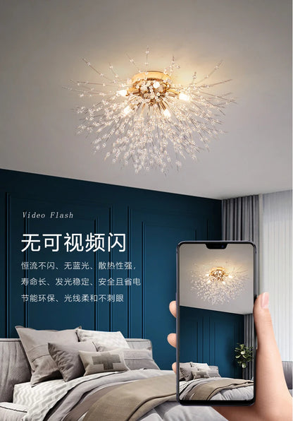 Dandelion Crystal Chandelier Nordic Modern Living room Dining Room Bedroom Ceiling Light Room Light Fireball Decorative Light