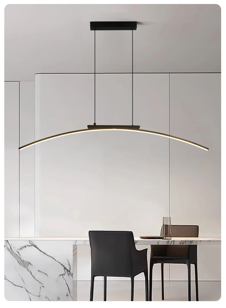 Modern LED Pendant Light Dimmable Hanging Lamp for Dining Room Kitchen Minimalist Arc Design Restaurant Energy Saving, Easy Inst