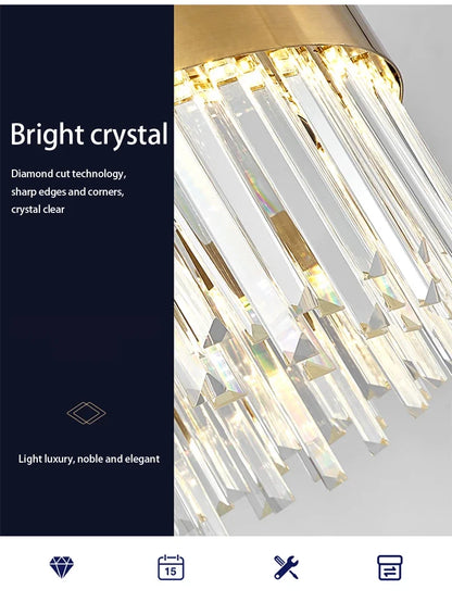 Nordic Luxury Chandeliers Crystal Pendant Ceiling Lights for Living Dining Room Kitchen Gold Pendant Light Decor Indoor Lighting