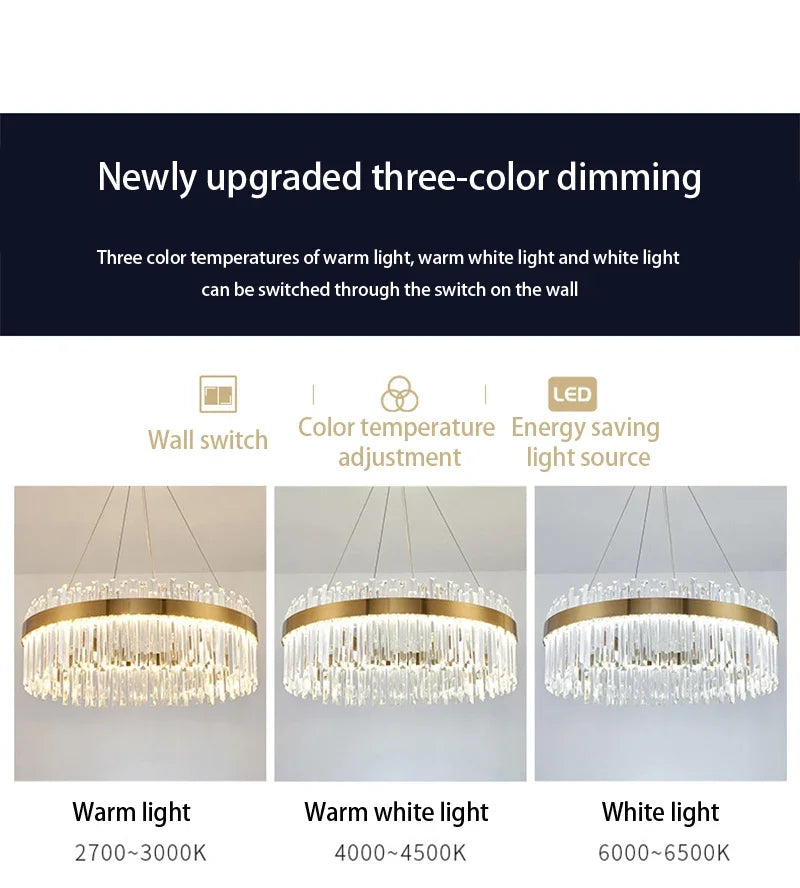 Nordic Luxury Chandeliers Crystal Pendant Ceiling Lights for Living Dining Room Kitchen Gold Pendant Light Decor Indoor Lighting