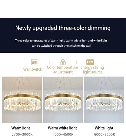 Nordic Luxury Chandeliers Crystal Pendant Ceiling Lights for Living Dining Room Kitchen Gold Pendant Light Decor Indoor Lighting