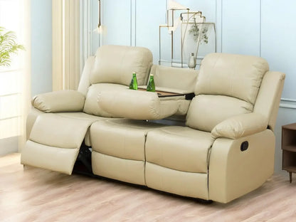 Beige Recliner Sofa Set, Manual Reclining Sofa Living Room Furniture Sets Bonded Leather Reclining sofas(Beige, 3PCS Set)