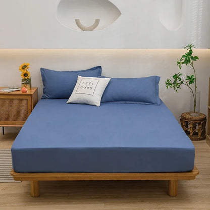 Solid Color Fitted Sheet with 2 Pillowcase Hotel Luxury Deep Pocket Sheet Soft Microfiber Breathable & Comfy Bed Sheet Set, Twin